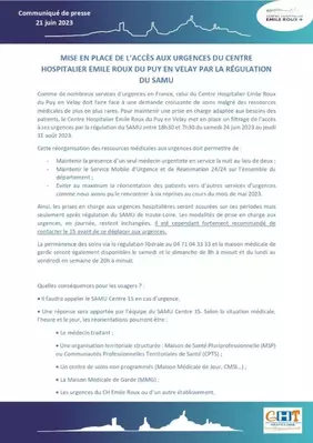 Régulation des urgences été 2023 - Haute-Loire